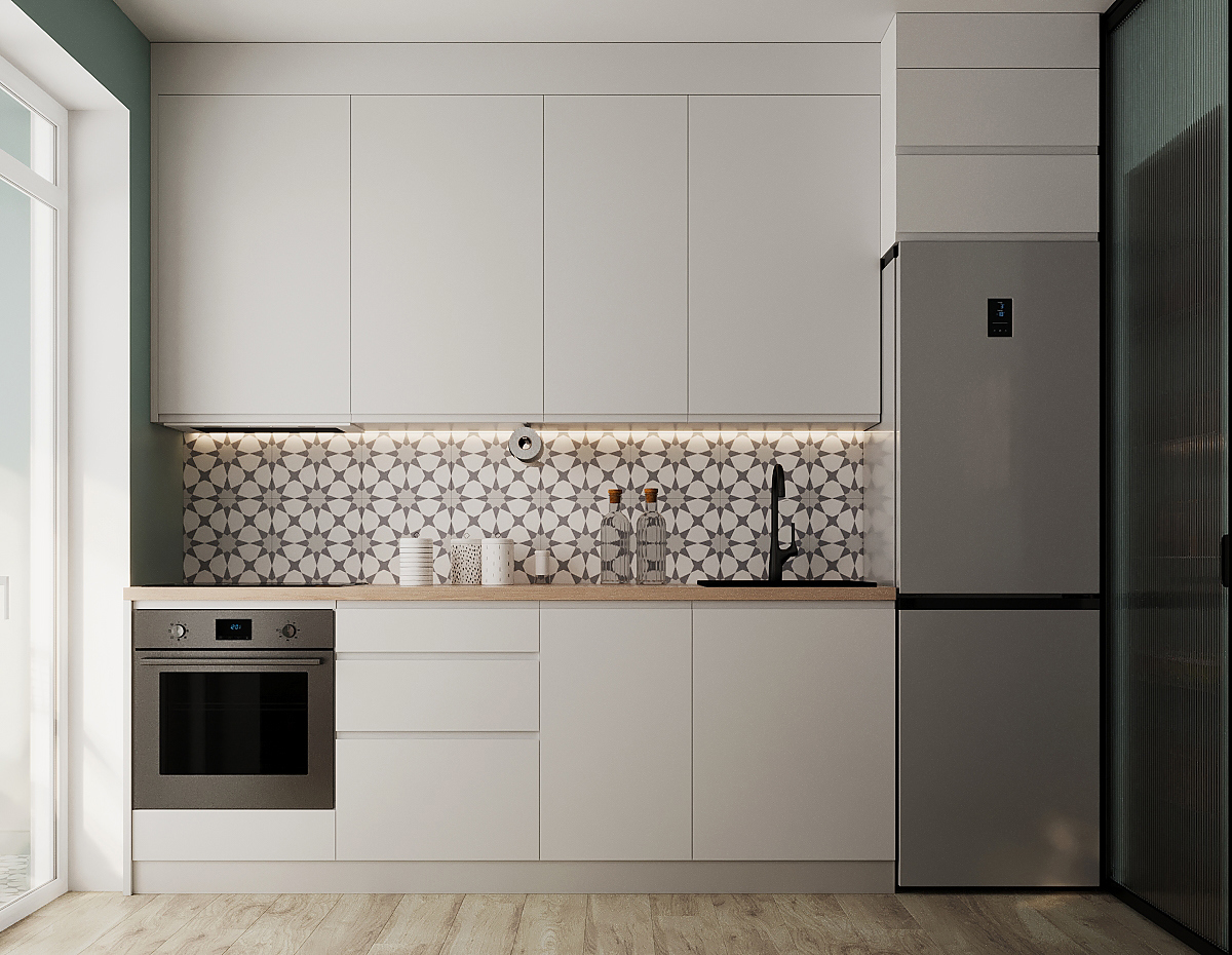 Стильная кухня-гостиная в скандинавском стиле